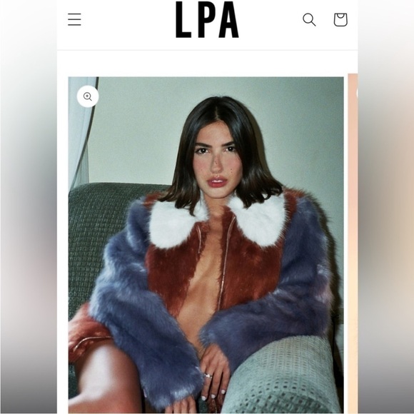 LPA *Celebrity Favorite* Faux Fur Color Block Jacket 413 in Rust & Lilac - Picture 7 of 16